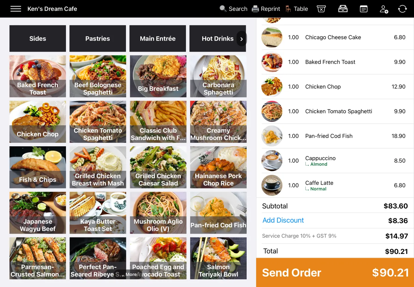 Native iPad POS order screen